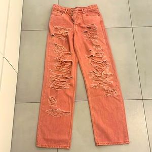 Baggy Ripped Oversized Jeans -Pink